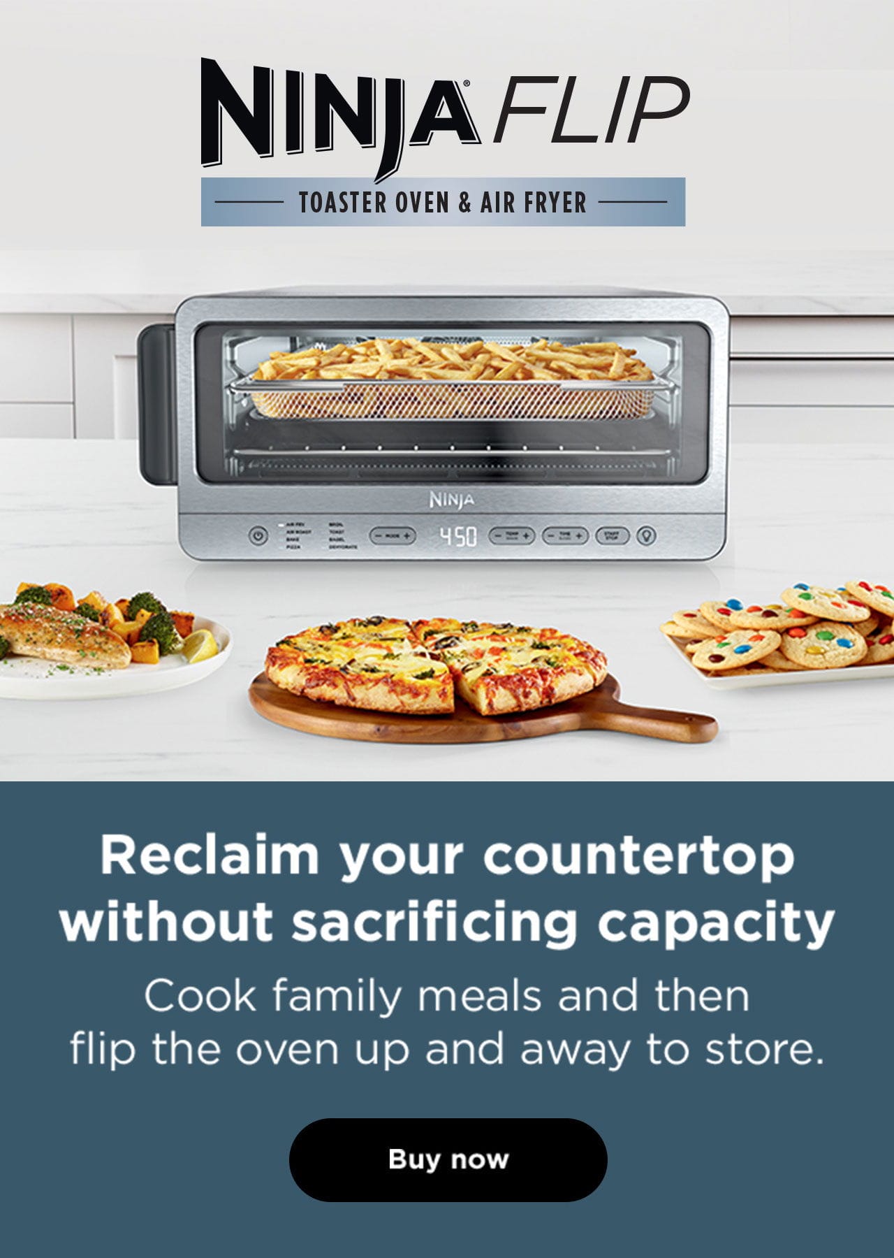 Ninja® Flip Toaster Oven & Air Fryer--Reclaim your countertop without sacrificing capacity.