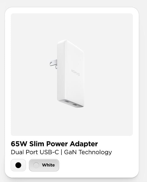 65W Slim Power Adapter. Dual Port USB-C | GaN Technology