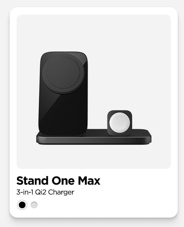 Stand One Max in Carbide. 3 in 1 Qi2 Charger