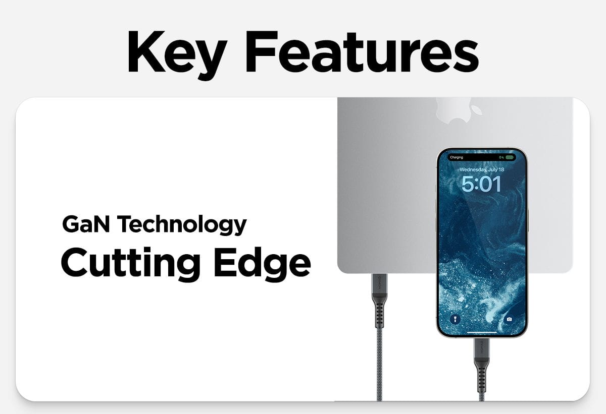 Key Features of Slim Adapter. GaN Technology. Cutting edge.