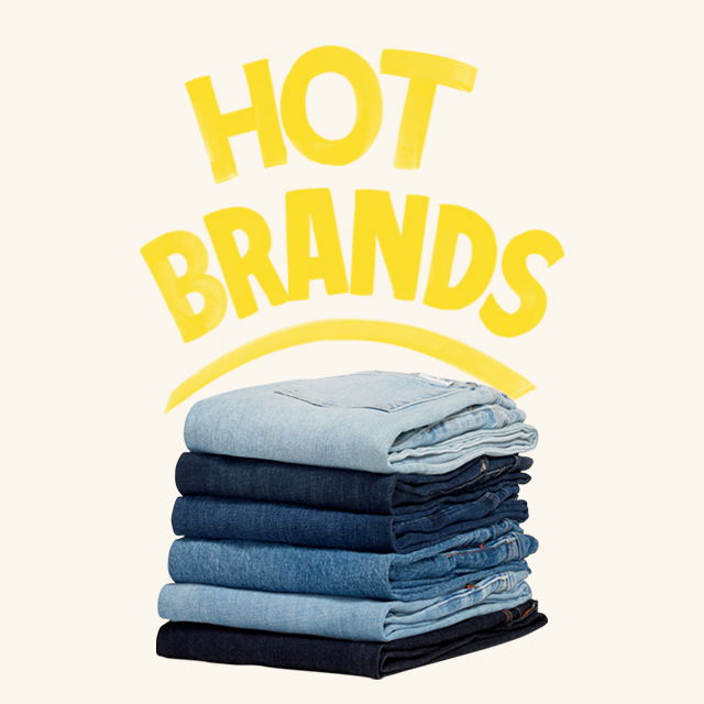 Hot brands at Anniversary Sale. A stack of jeans. 