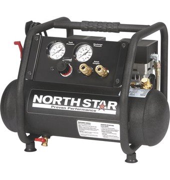 NorthStar Portable Electric Air Compressor, 1 HP, 2-Gallon, Super-Quiet Operation, Oil-Free Pump, 2.4 CFM @ 90 PSI