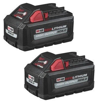 Milwaukee M18 REDLITHIUM High-Output XC6.0 Battery Pack, 2-Pack, 6.0Ah, Model# 48-11-1862