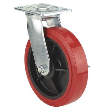 Ironton Standard-Duty 8in. Swivel Polyurethane Caster with Brake — 880-Lb. Capacity, Red