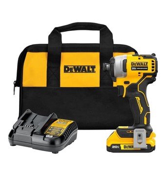 DEWALT, 20V MAX Atomic Impact Drive Kit, Drive Size 1/4 in, Max. Torque 142 ft-lbs., Volts 20, Model# DCF809D1