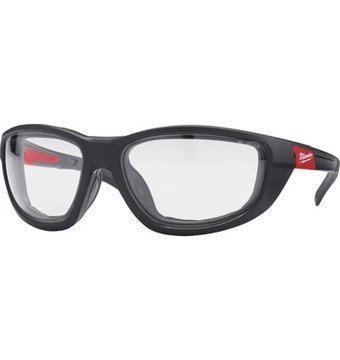 Milwaukee Indoor/Outdoor Military Grade Safety Glasses with Gaskets, Clear Lenses, Black/Red Frames, Model# 48-73-2040