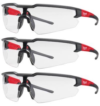 Milwaukee Anti-Scratch Safety Glasses, 3-Pk., Clear Lenses, Black Frames, Model# 48-73-2052