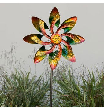 Alpine Corporation, Vibrant Jeweled Blade Wind Spinner Garden Stake, Model# SLL1876