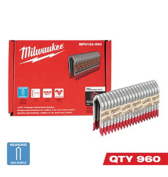 Milwaukee 1 3/4in., 9-Ga. Galvanized Fence Staples, 1 Box of 960 Staples, Model# MPU134-960