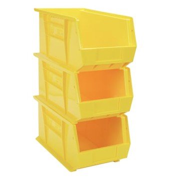 Quantum Heavy-Duty Storage Bins, 3-Pk., Yellow, 14-3/4in.L x 8-1/4in.W x 7in.H Bin Size, Model# NTE-RQUS240YL