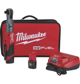 Milwaukee M12 Fuel Cordless 1/2in. Ratchet Kit, With 2 Batteries, 12 Volt, Model# 2558-22