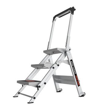 Little Giant Ladder, SAFETY STEP 3-Step 300 lb Alum Step Stool Handrail, Height 3 ft, Capacity 300 lb, Material Aluminum, Model# 10310BA