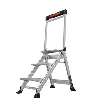 Little Giant Ladder, JUMBO STEP 3-Step 375lb Alum Step Stool w Handrail, Height 2.2 ft, Capacity 375 lb, Material Aluminum, Model# 11903