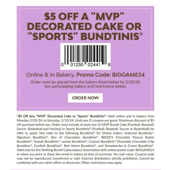 \\$5 OFF SPORT CAKES