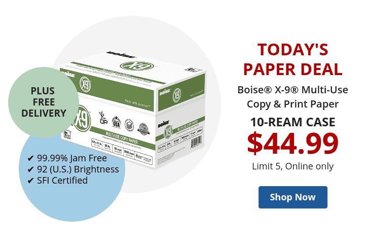 \\$44.99 Boise X-9 10 ream case paper or Email exclusive: \\$24.99 OD Brand 5 ream Limit 3 coupon code 5REAM