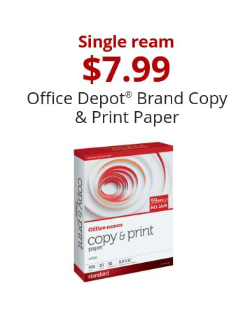 Single ream \\$7.99 Office Depot® Brand Copy & Print Paper