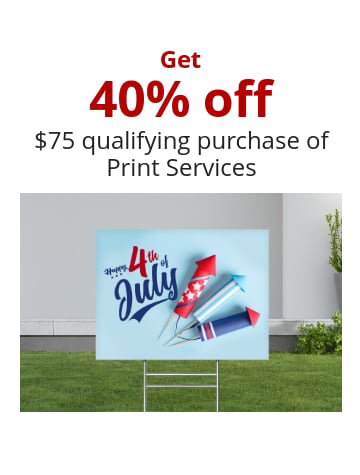 40% off \\$75qualifying purchase of Print Services Excludes Photo Printing Services and custom checks