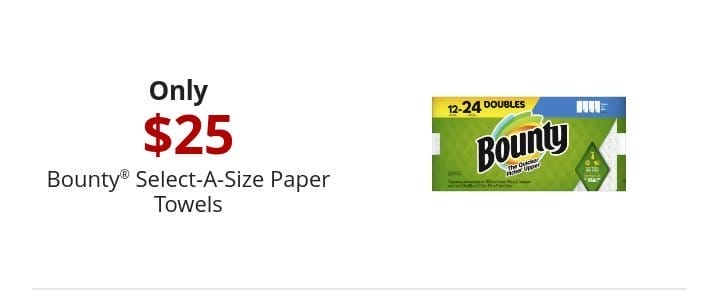 Only \\$25 Bounty® Select-A-Size Paper Towels