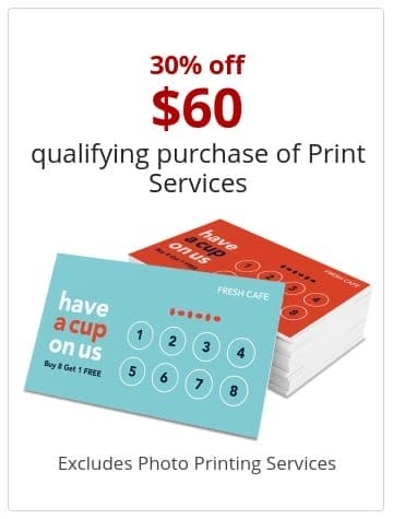 Now 30% off \\$60 qualifying purchase of Print Services Excludes Photo Printing Services