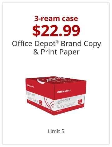 3-ream case \\$22.99 Office Depot® Brand Copy & Print Paper