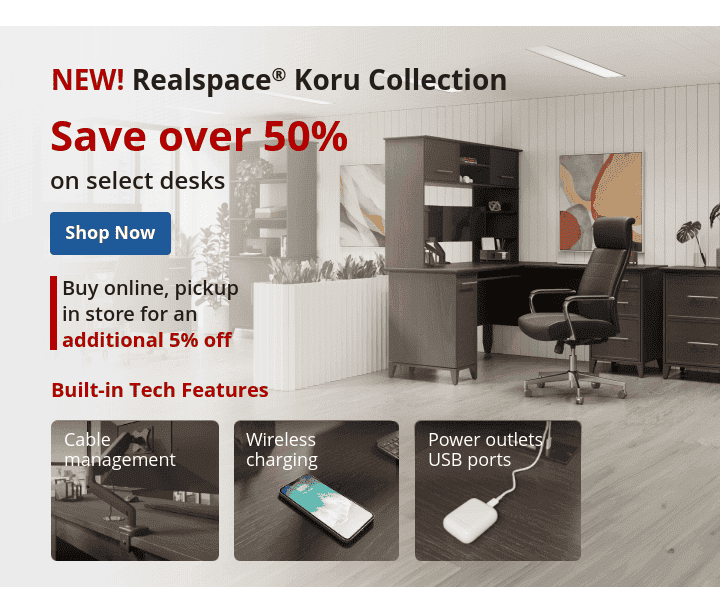 NEW! Realspace Koru Collection, Save over 50% on select desks