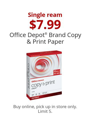 Single ream \\$7.99 Office Depot® Brand Copy & Print Paper