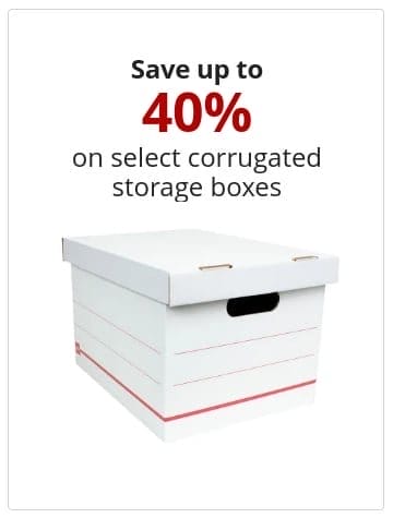 Save up to 40% on select corrugated storage boxes