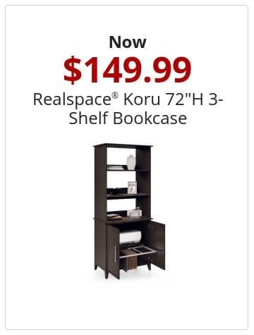 Now \\$149.99 Realspace® Koru 72&#x22;H 3-Shelf Bookcase