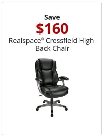 Save \\$160 Realspace® Cressfield High Back Chair