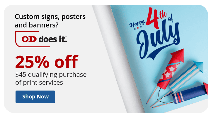 25% off \\$45 qualifying purchase of Print Service