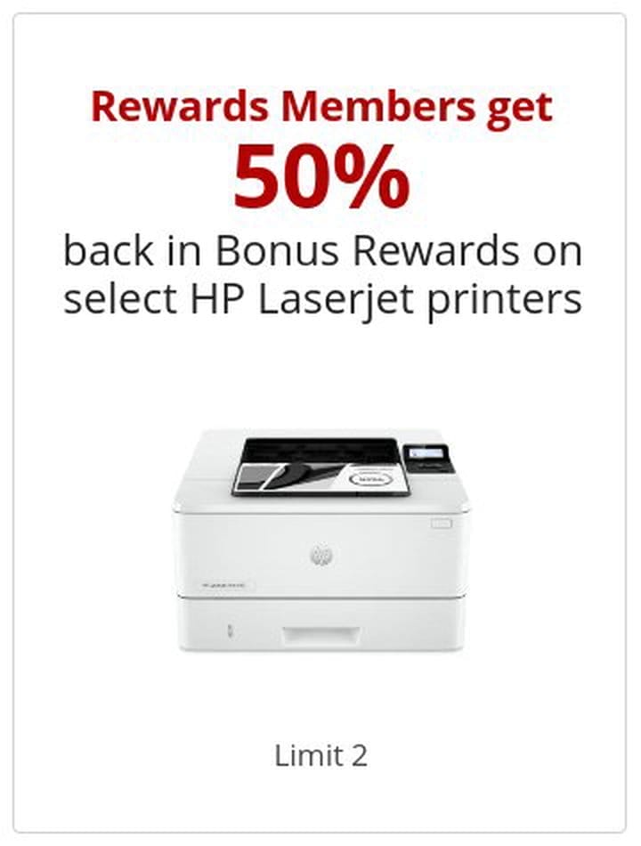 Rewards members get 50% back in Bonus Rewards on HP Laserjet 4000 series printers