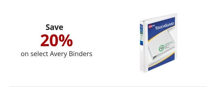 Save 20% on select Avery Binders