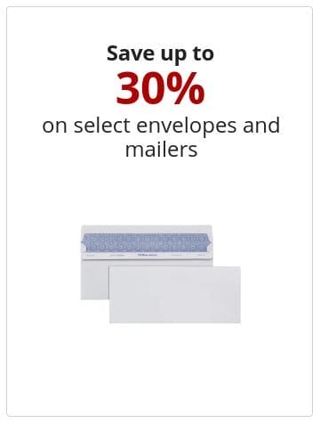 Save up to 30% on select envelopes and mailers