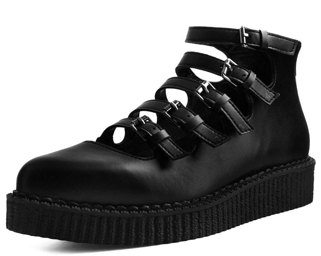 Image of Black TUKskin™ Multi-Strap Pointed Mary Jane Creeper