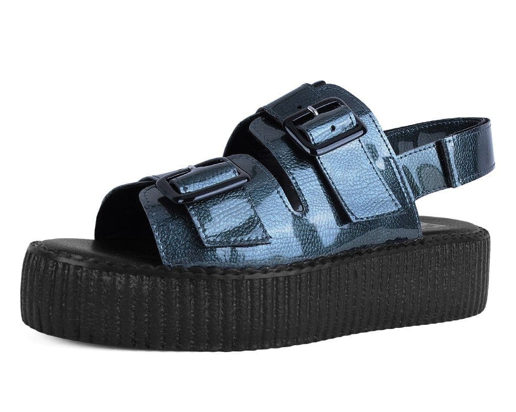 Image of Grey Patent 2-Buckle Sandal