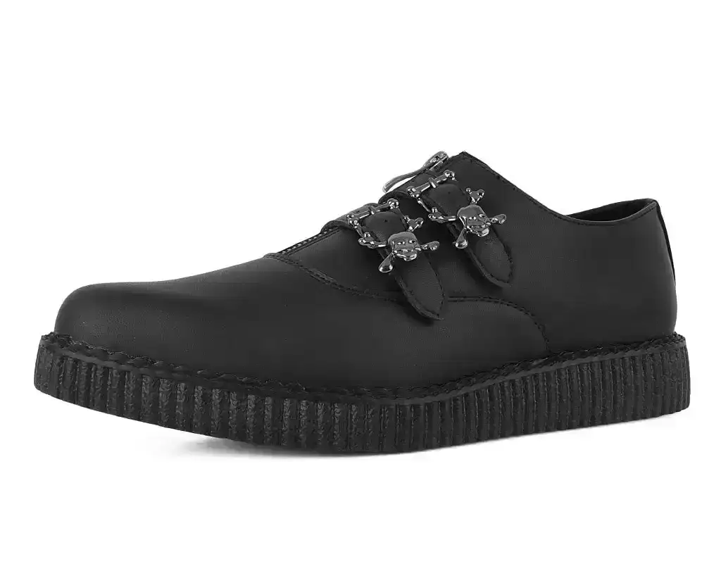 Image of Black TUKskin Zipper Skull Pointed Creeper