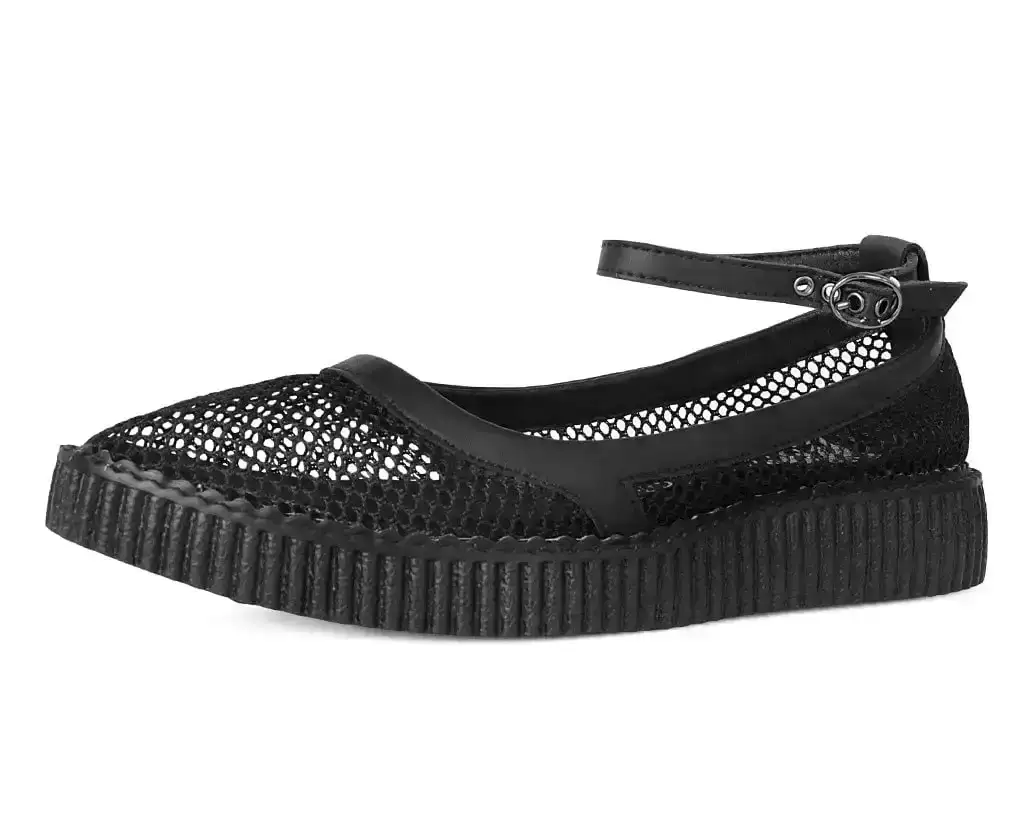 Image of Black Fishnet Pointed Ballet Creeper