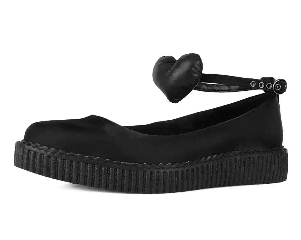 Image of Black Silk Heart Pointed Ballet Creeper