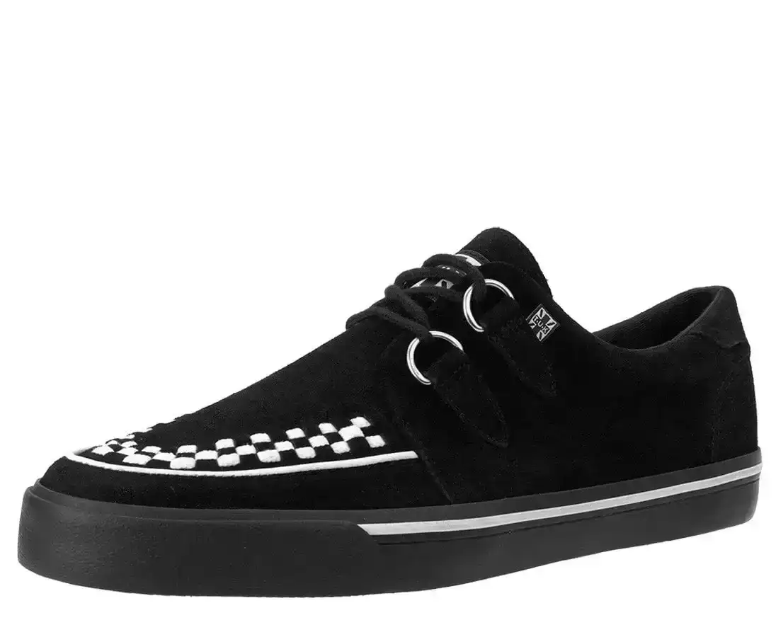 Image of Black Suede White Interlace Sneaker