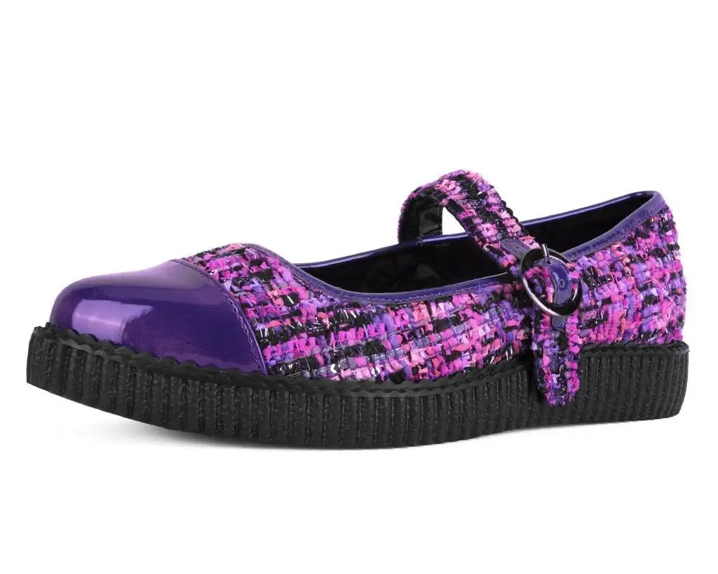 Image of Purple Tweed Pointed Mary Jane