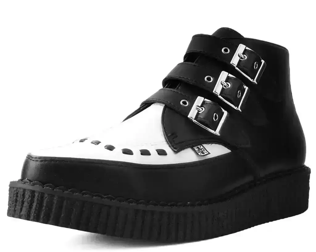 Image of Black & White TUKskin™ 3-Buckle Pointed Creeper Boot