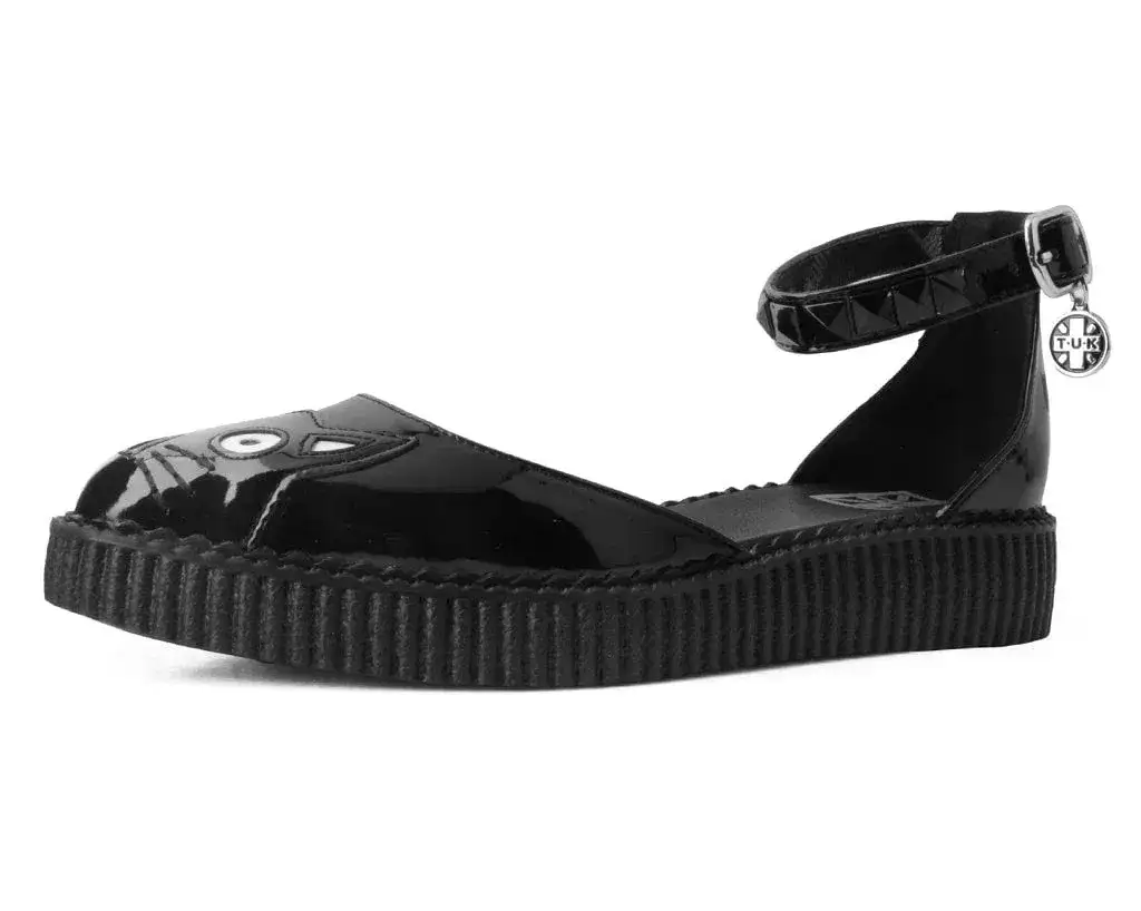 Image of Black TUKskin™ Pointed Kitty Face Sandal