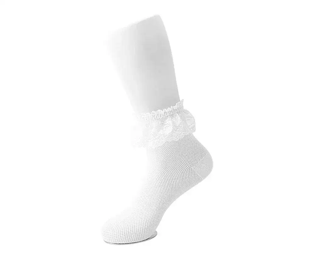 Image of Women's White Knit Lace Sock