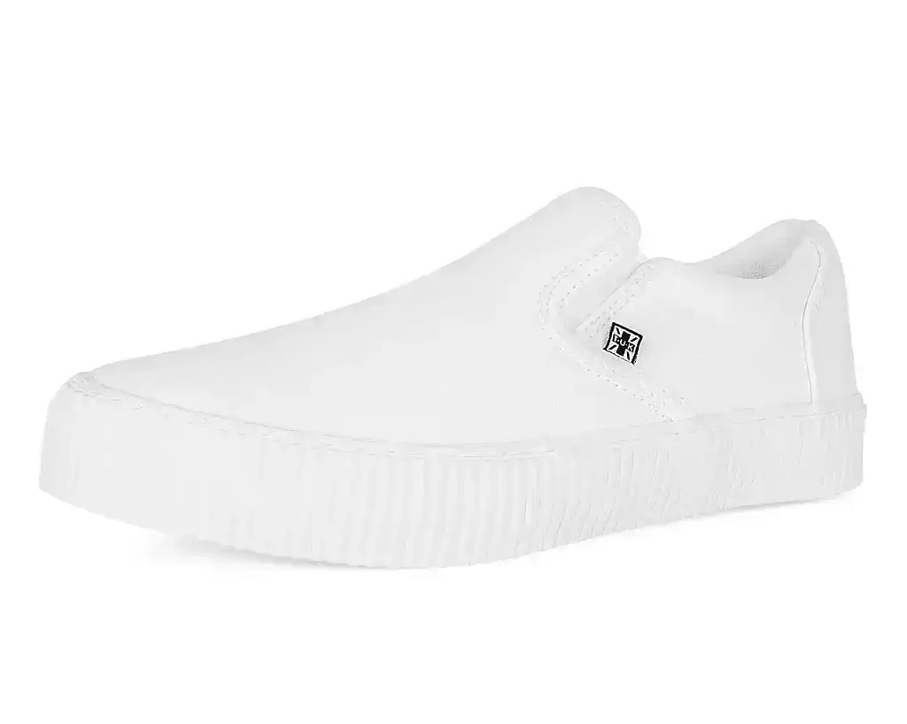 Image of White Twill Slip-On Creeper Sneaker