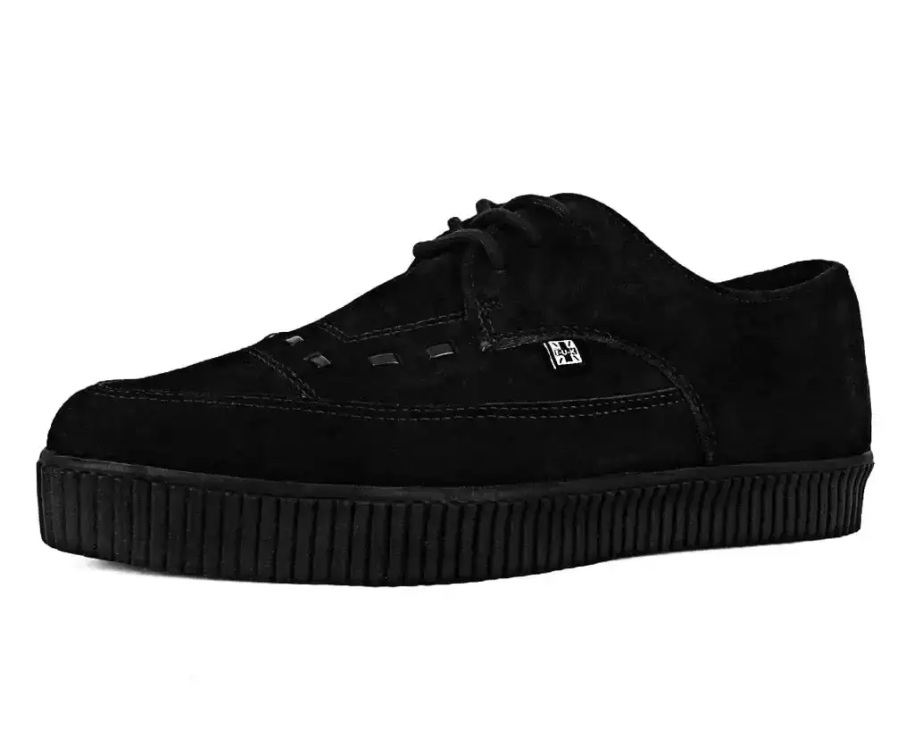 Image of Black Suede Tie Pointed Lace Up EZC