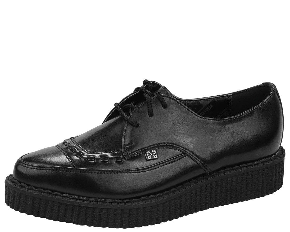 Image of Black Leather Lace Up Pointed Creeper