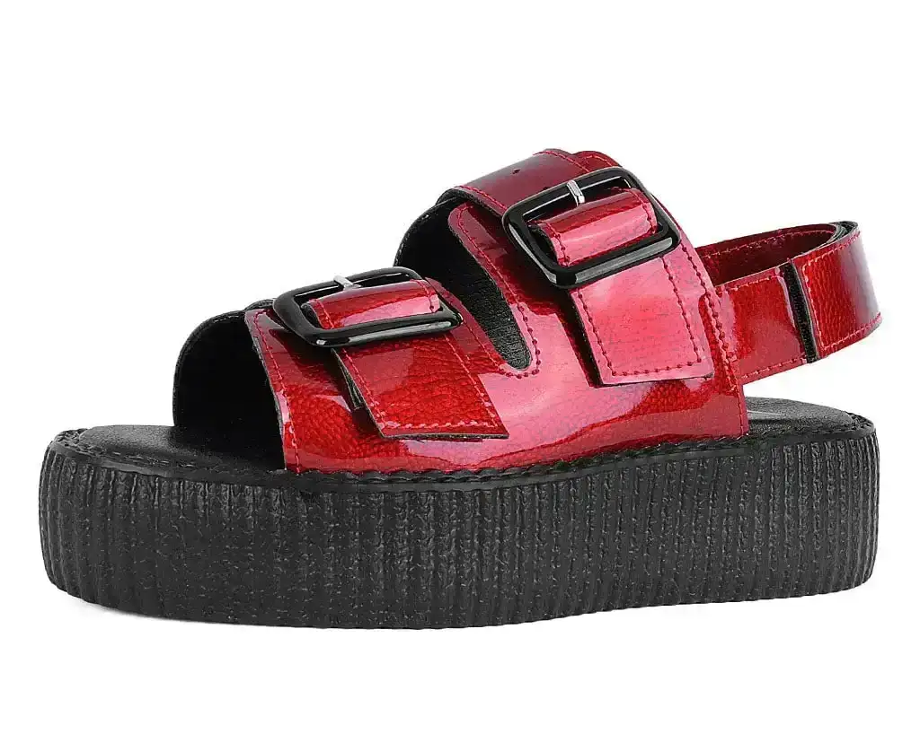 Image of Red Patent 2-Buckle Sandal