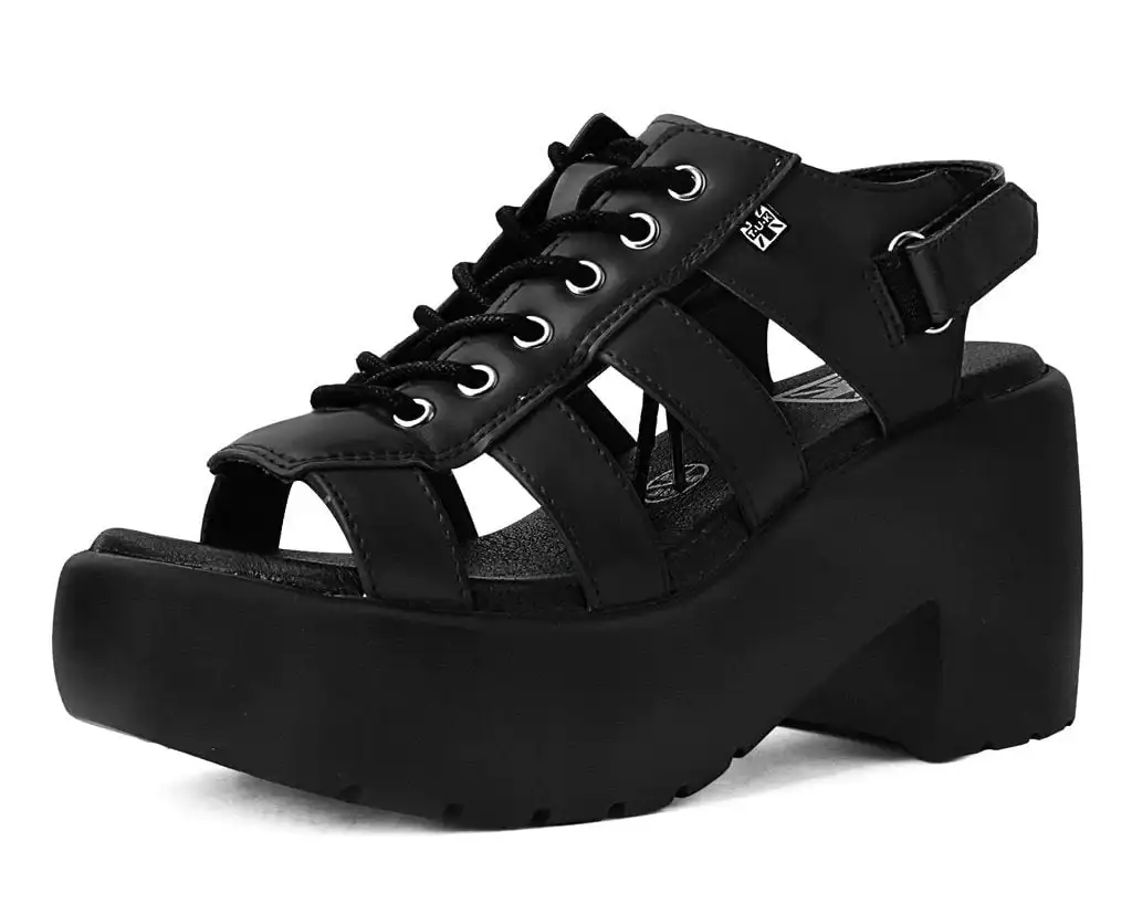 Image of Black Lace Up Bubble Heel