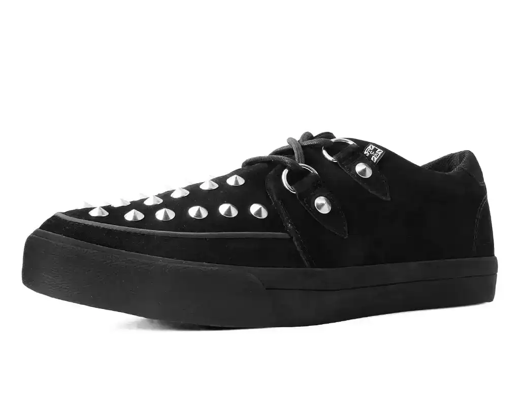 Image of Black Suede Studded D-Ring Sneaker