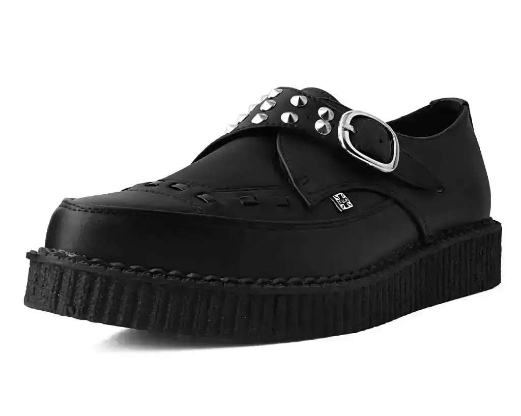 Image of Black TUKskin™ Studded Buckle Pointed Creeper